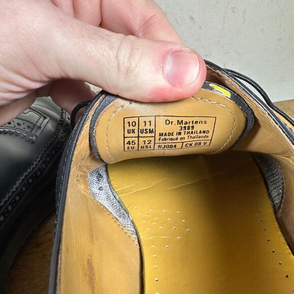 Dr. Martens Oxford 3989 Shoes Boots Leather Vintage‎ Wingtip Black Men's Size 11 - Picture 8 of 8